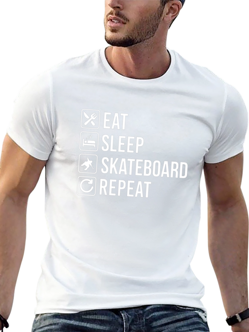 Eat Sleep Skateboard Repeat Graphic Tee