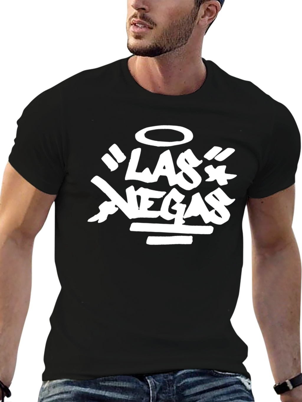 Las Vegas Graphic Print Black T-Shirt