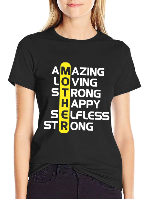 Amazing Mother Graphic Tee - Black Cotton T-Shirt