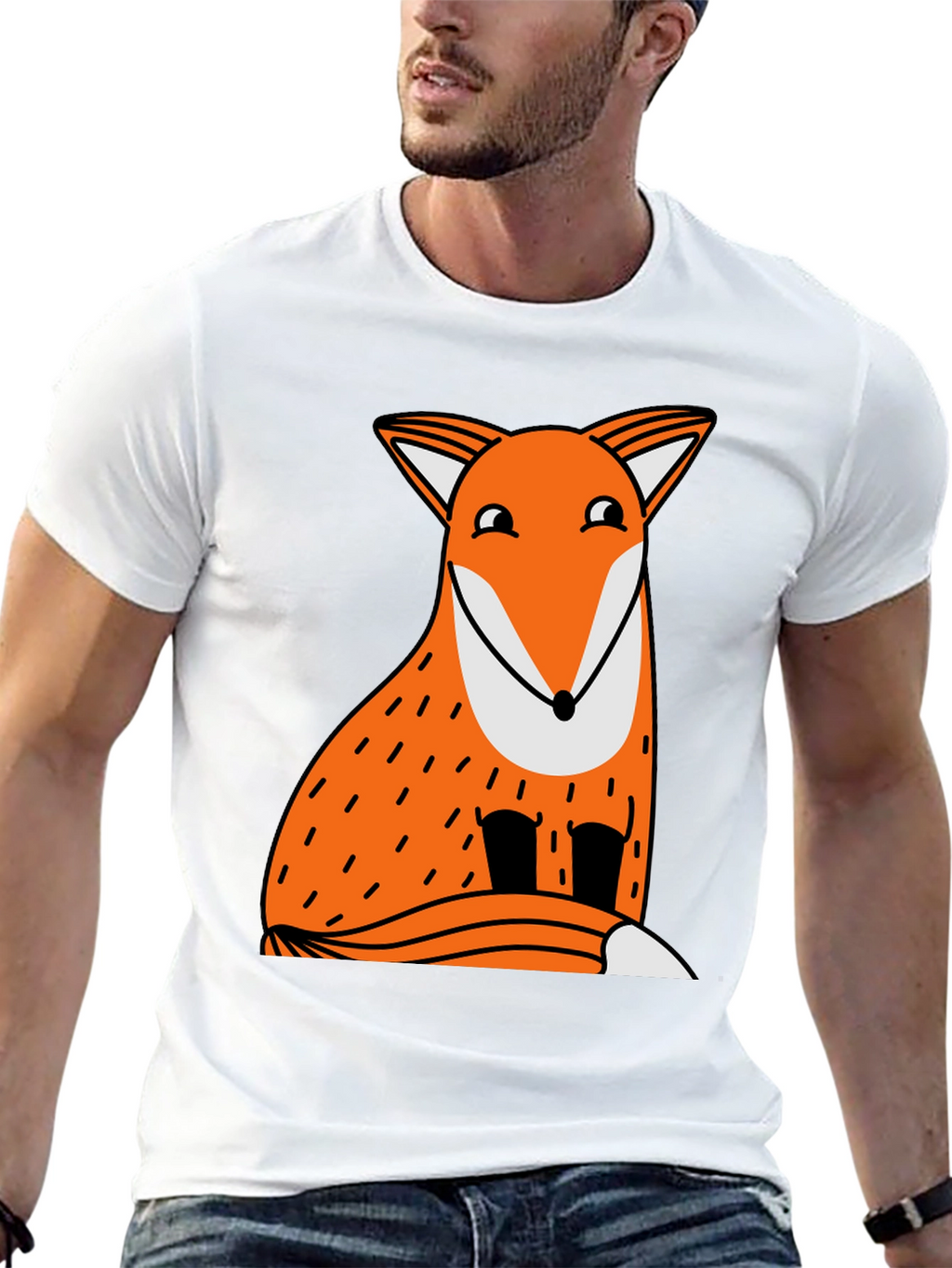 Funny Fox Graphic Tee - Black Cotton T-Shirt