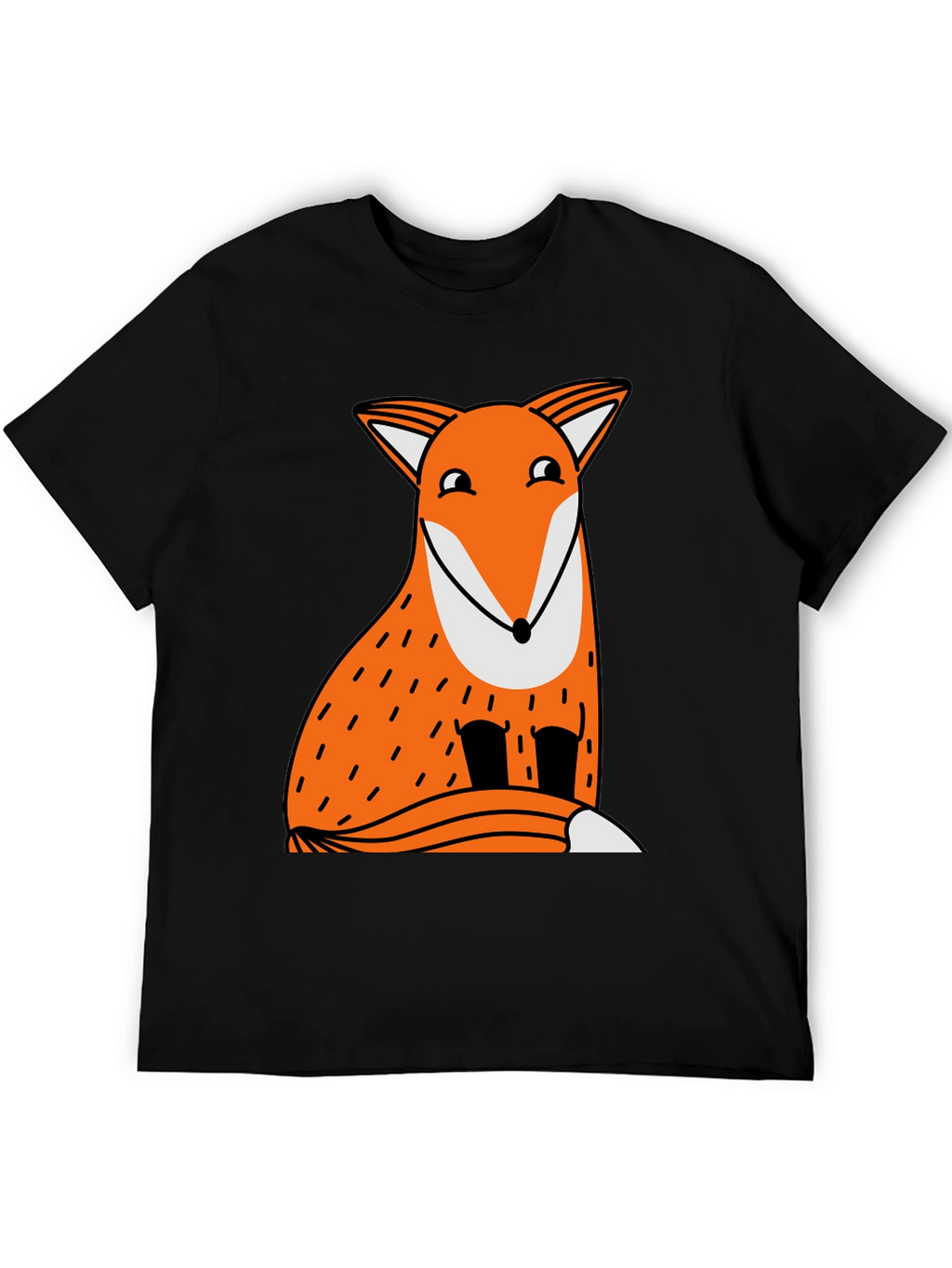 Funny Fox Graphic Tee - Black Cotton T-Shirt