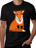 Funny Fox Graphic Tee - Black Cotton T-Shirt