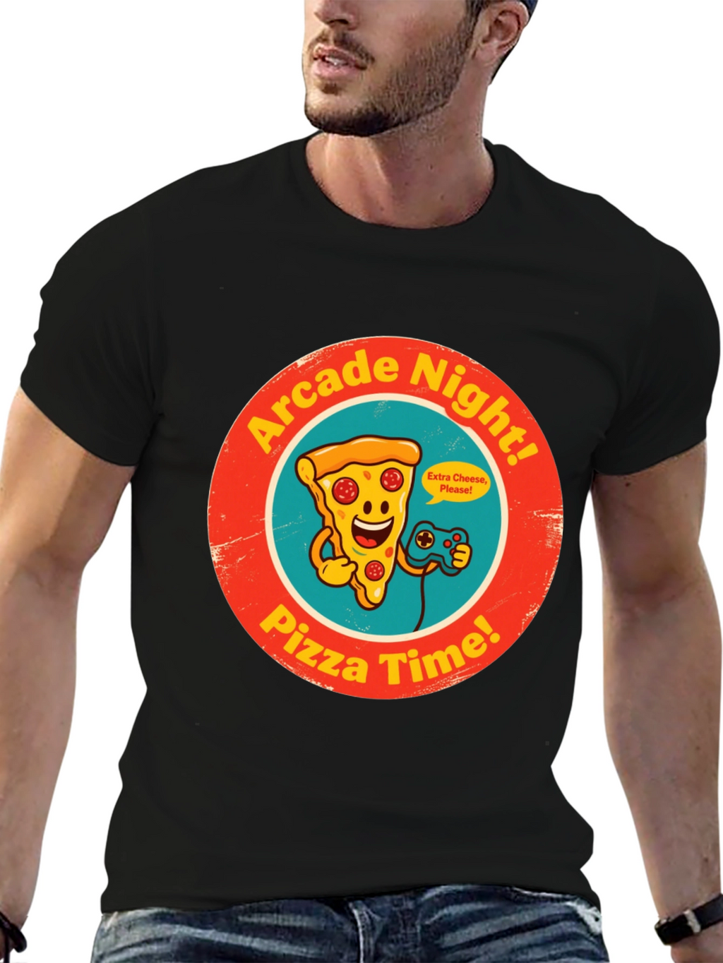 Arcade Night Pizza Time Graphic Tee