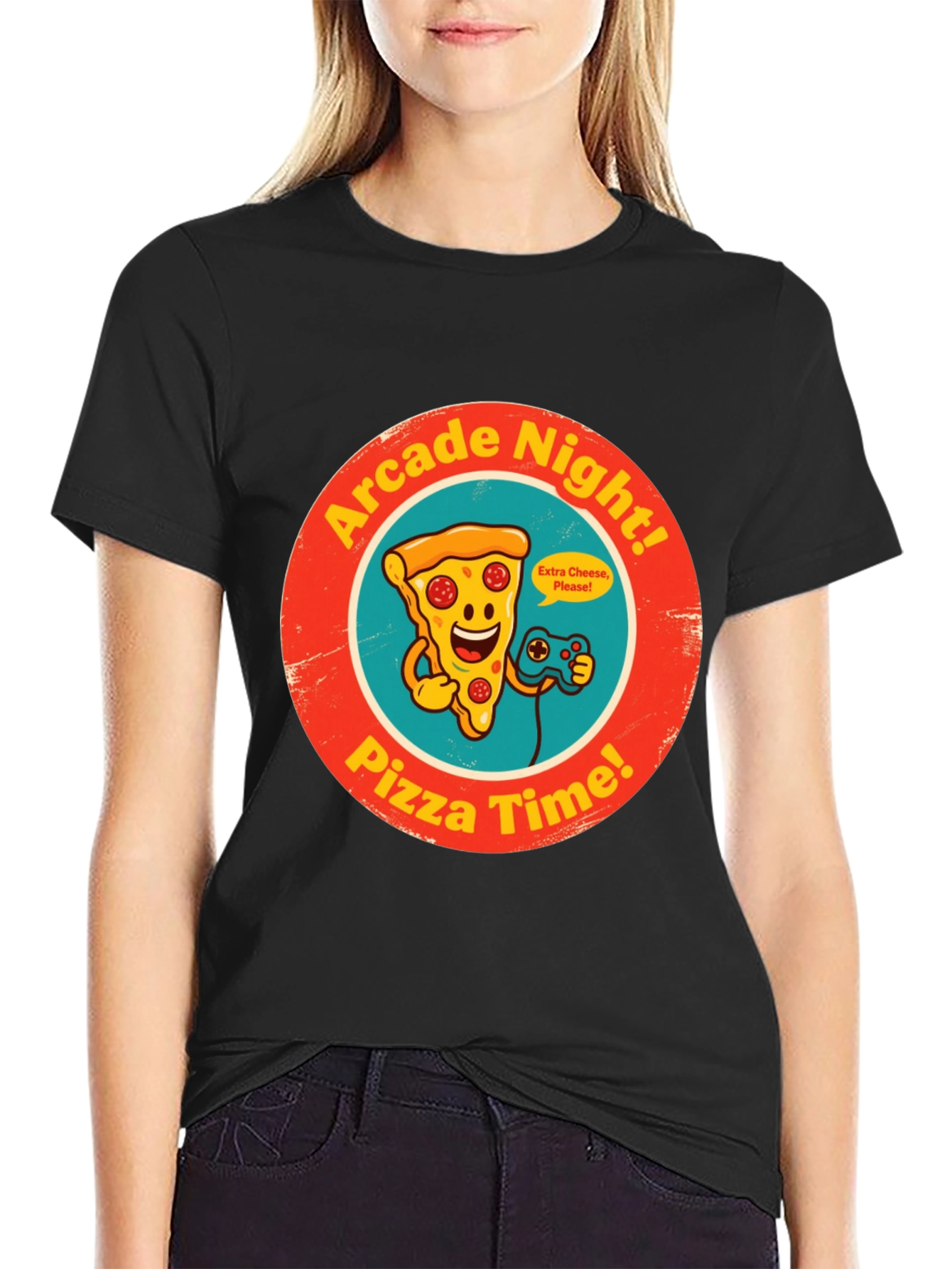 Arcade Night Pizza Time Graphic Tee