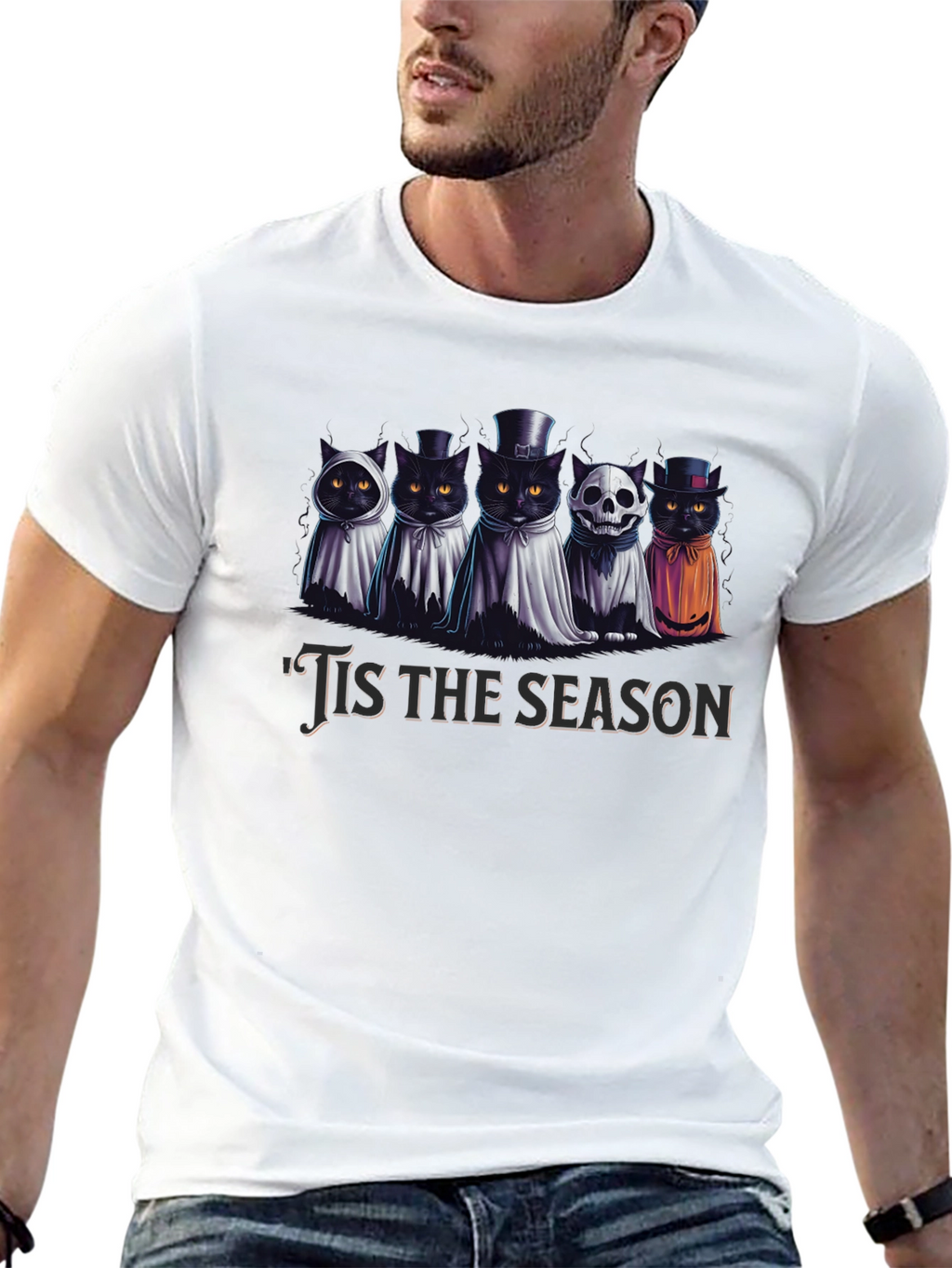 Spooky Cats Tis the Season Halloween T-Shirt