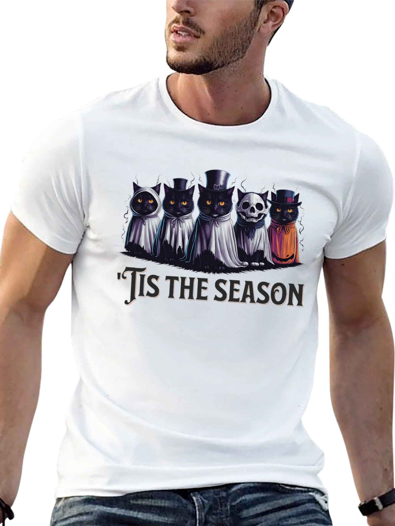 Spooky Cats Tis the Season Halloween T-Shirt