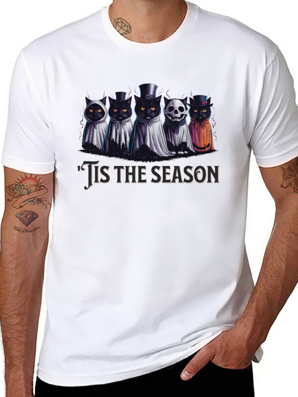 Spooky Cats Tis the Season Halloween T-Shirt