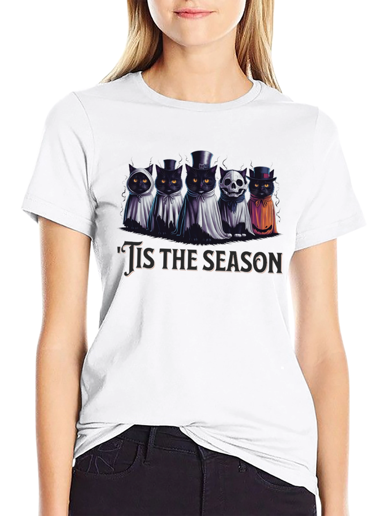 Spooky Cats Tis the Season Halloween T-Shirt