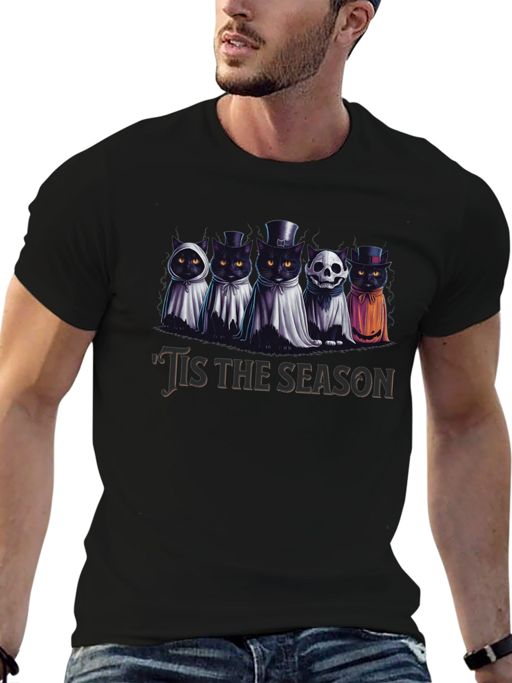 Spooky Cats Tis the Season Halloween T-Shirt