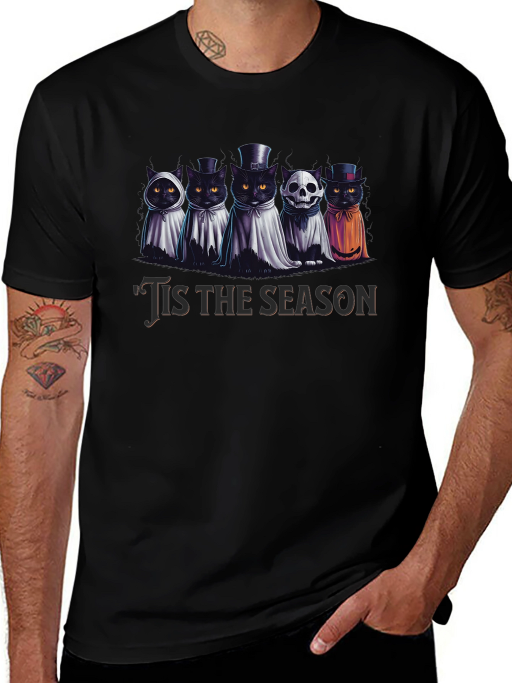 Spooky Cats Tis the Season Halloween T-Shirt