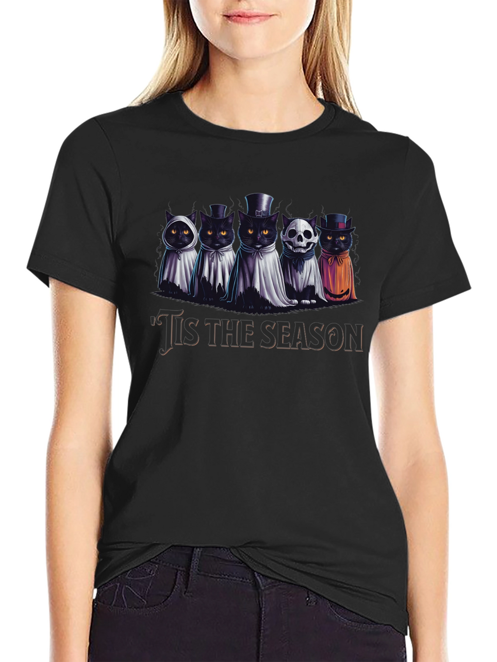 Spooky Cats Tis the Season Halloween T-Shirt