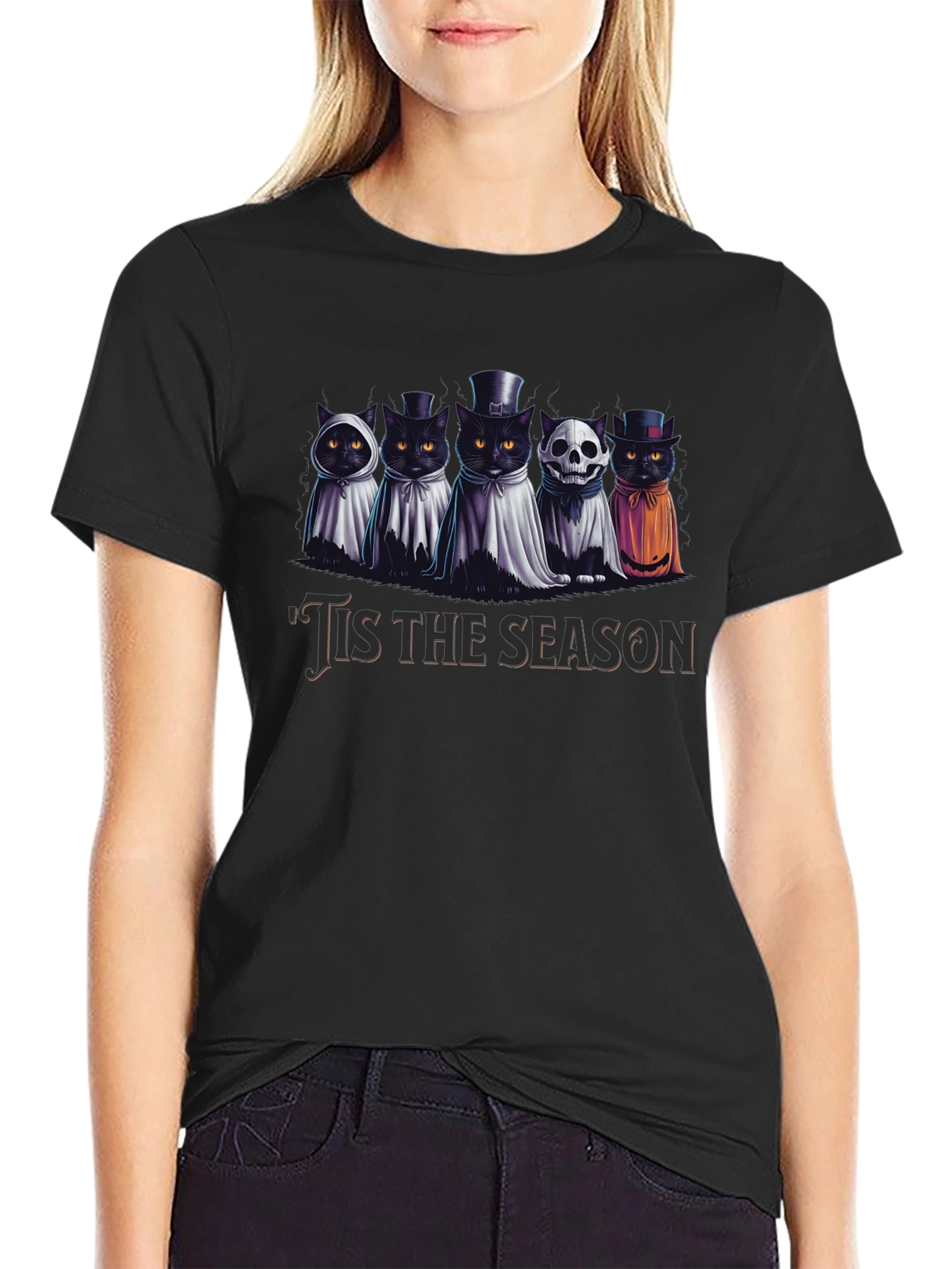 Spooky Cats Tis the Season Halloween T-Shirt