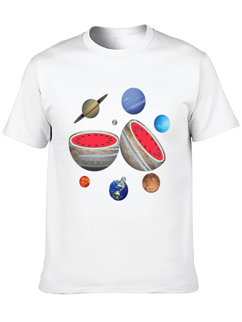 Planetary Watermelon Mens Graphic T-Shirt
