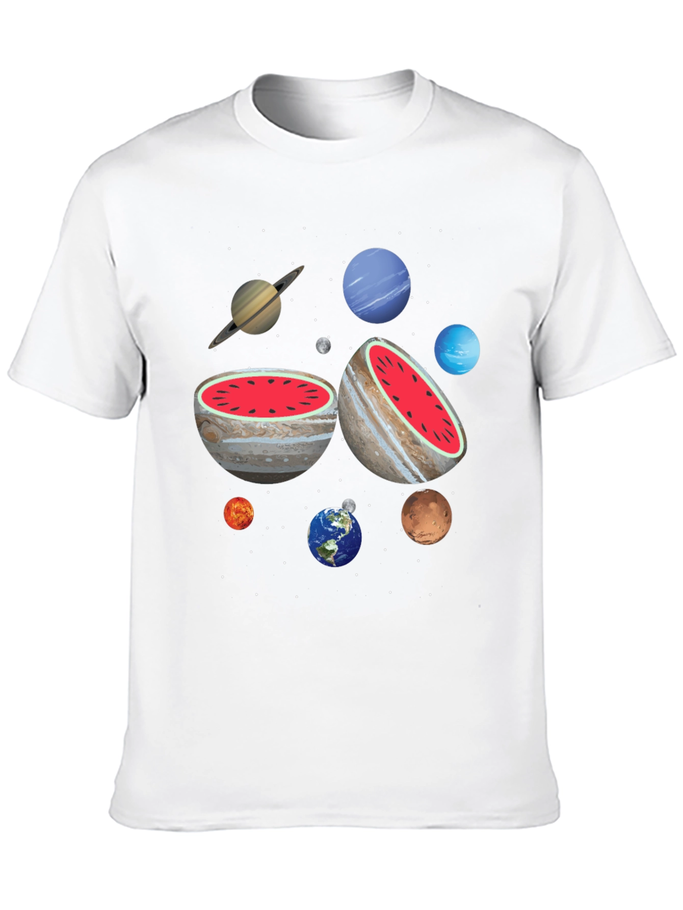 Planetary Watermelon Mens Graphic T-Shirt
