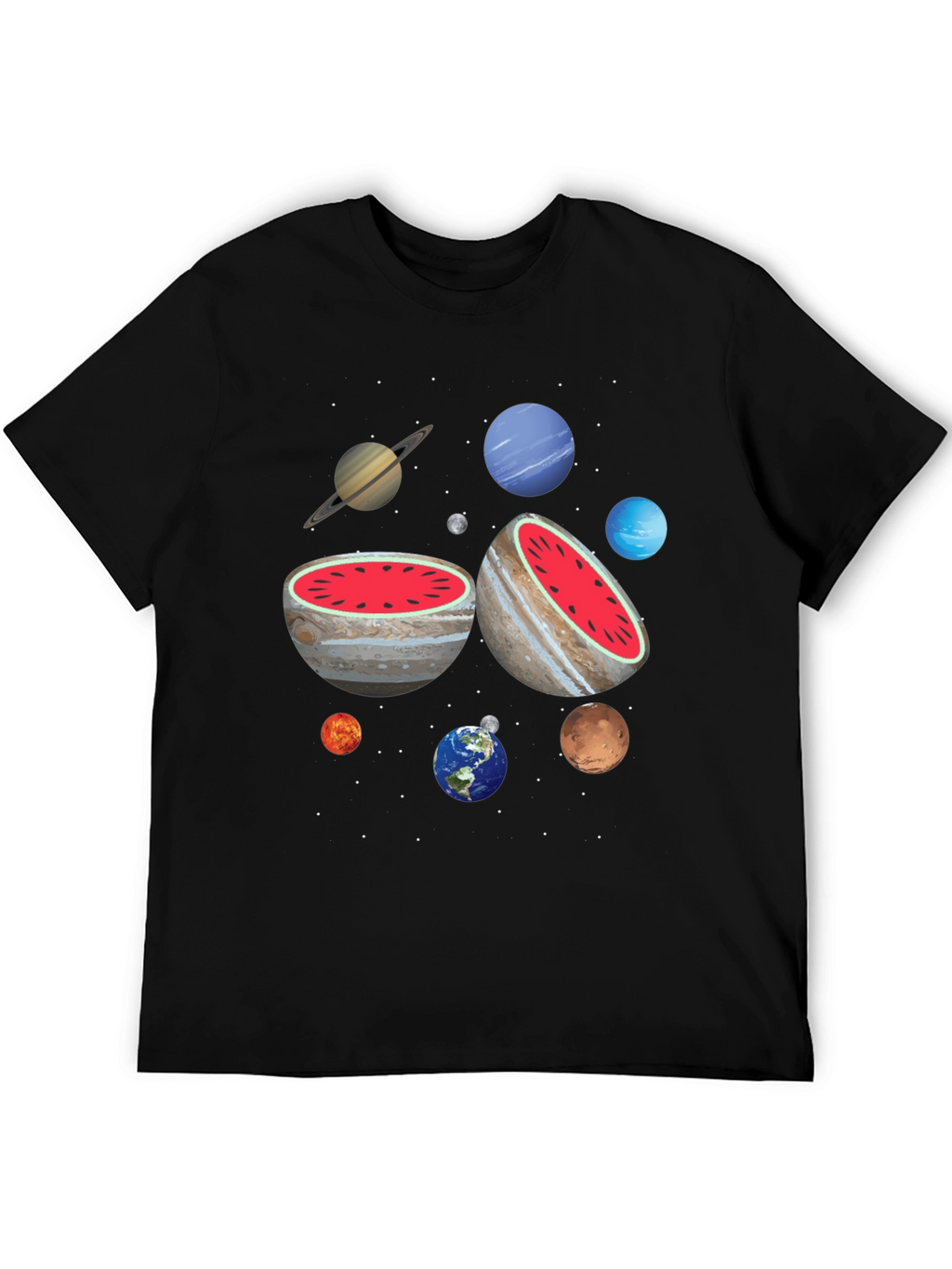 Planetary Watermelon Mens Graphic T-Shirt