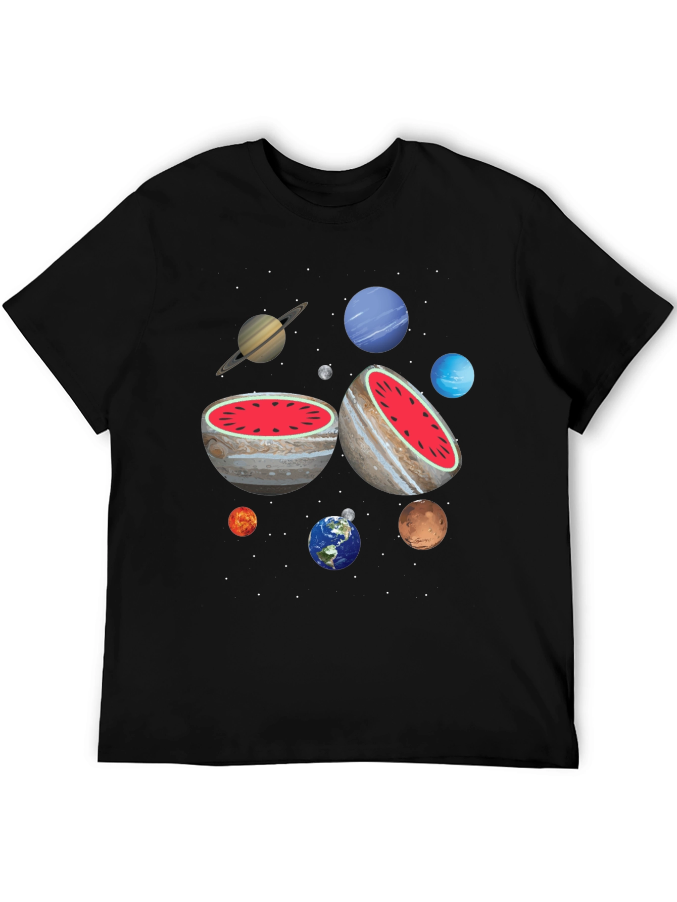Planetary Watermelon Mens Graphic T-Shirt