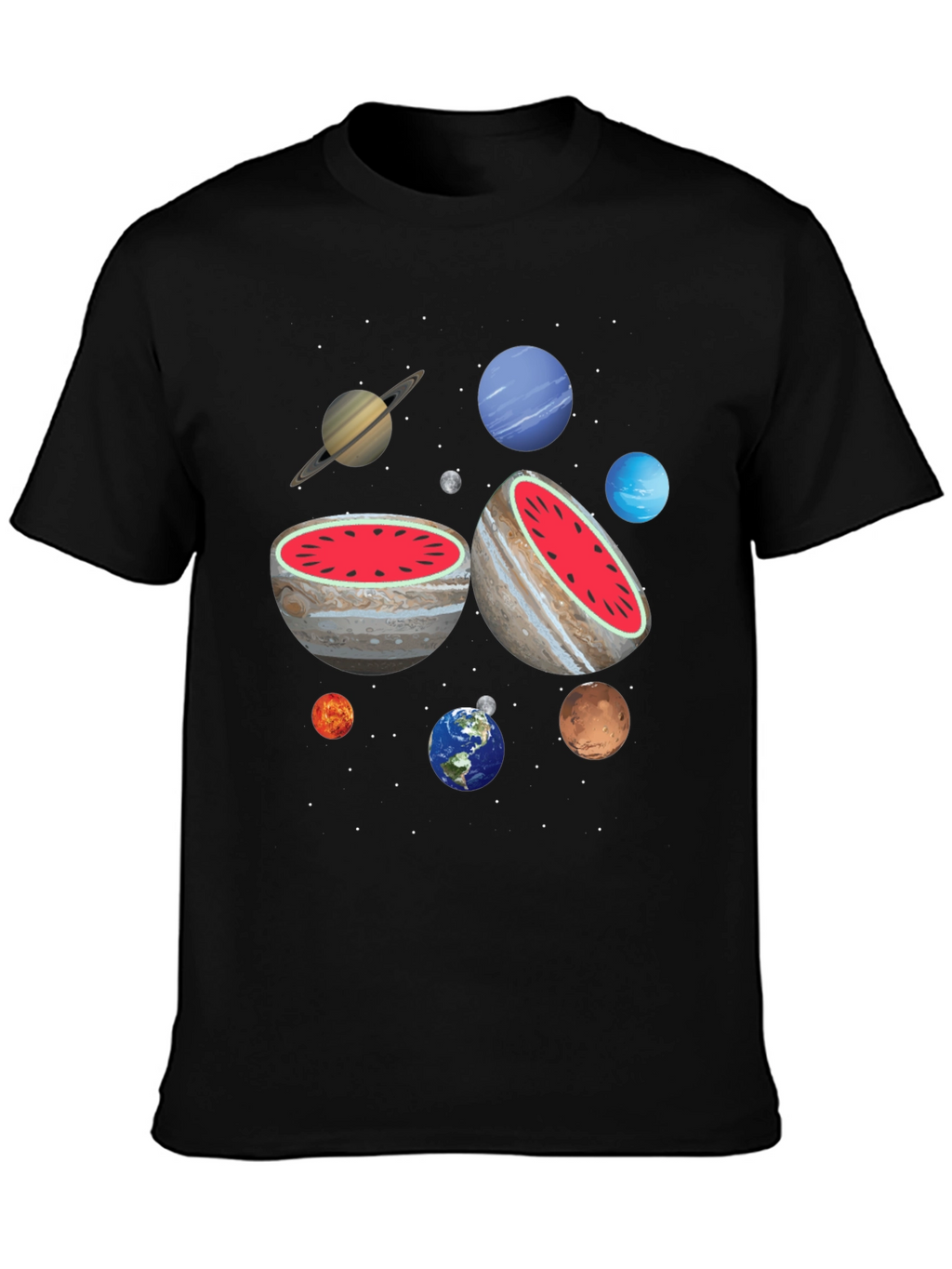 Planetary Watermelon Mens Graphic T-Shirt
