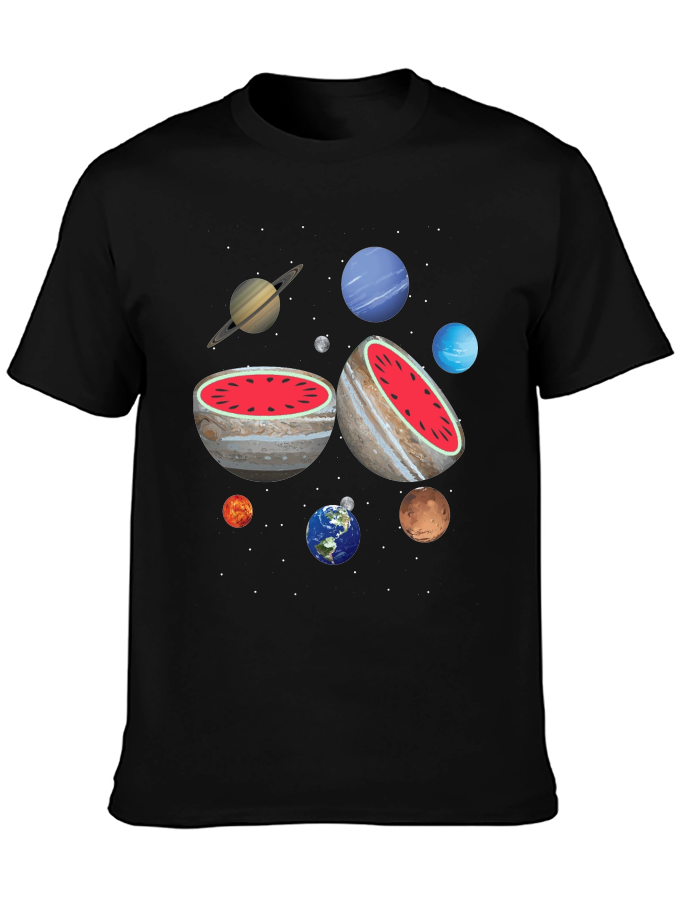 Planetary Watermelon Mens Graphic T-Shirt