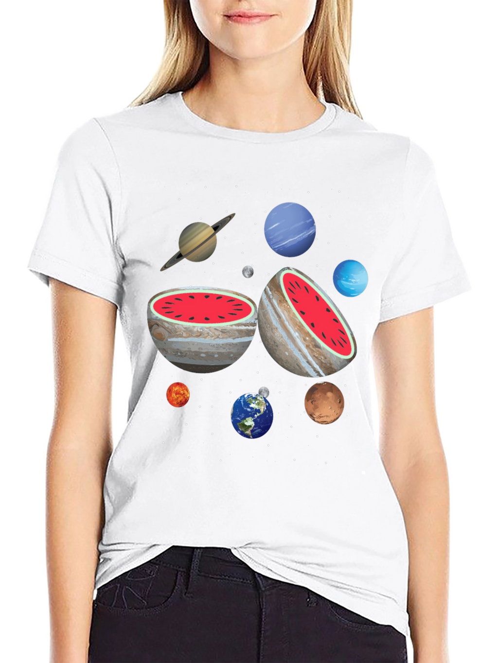 Planetary Watermelon Mens Graphic T-Shirt