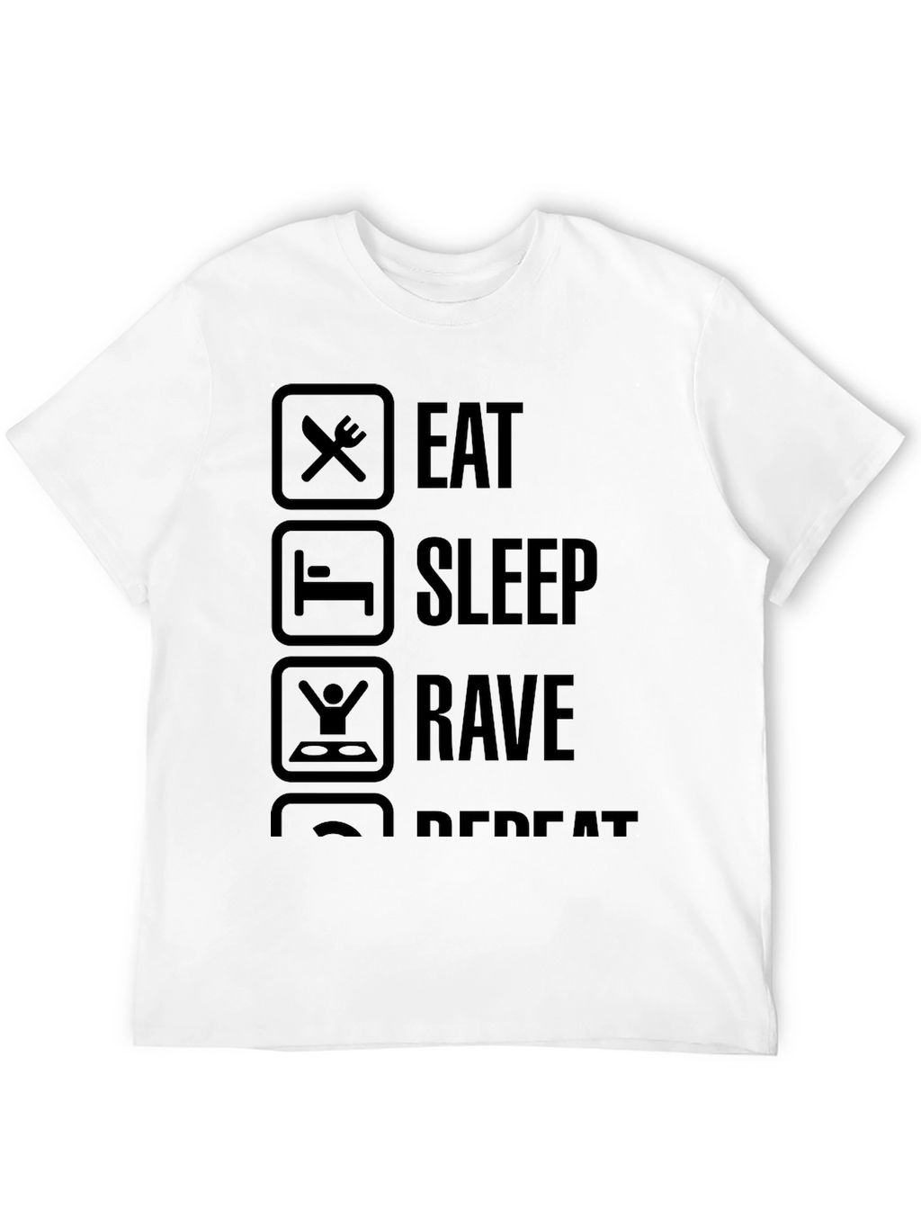 Eat Sleep Rave Repeat Black Graphic Tee