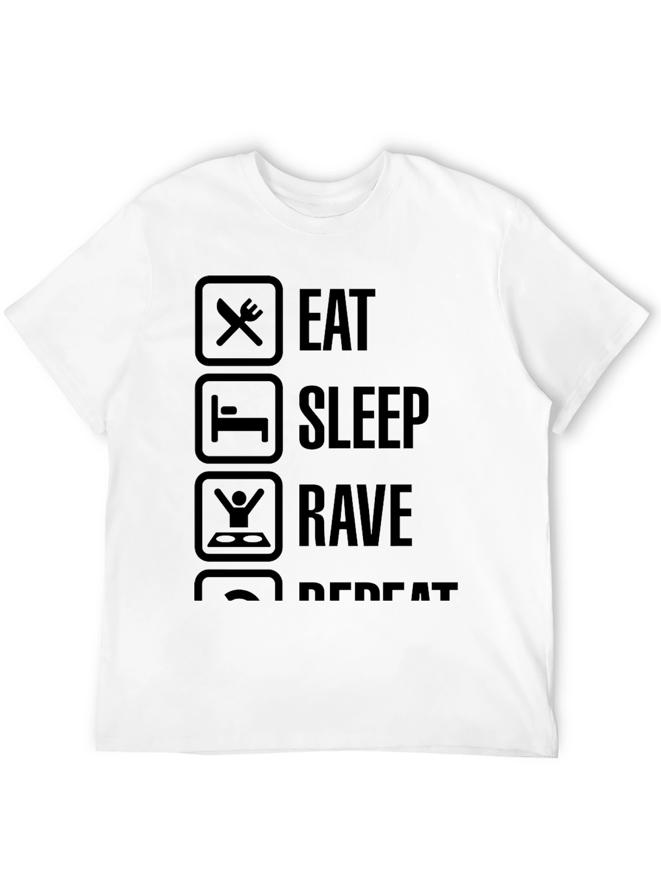 Eat Sleep Rave Repeat Black Graphic Tee