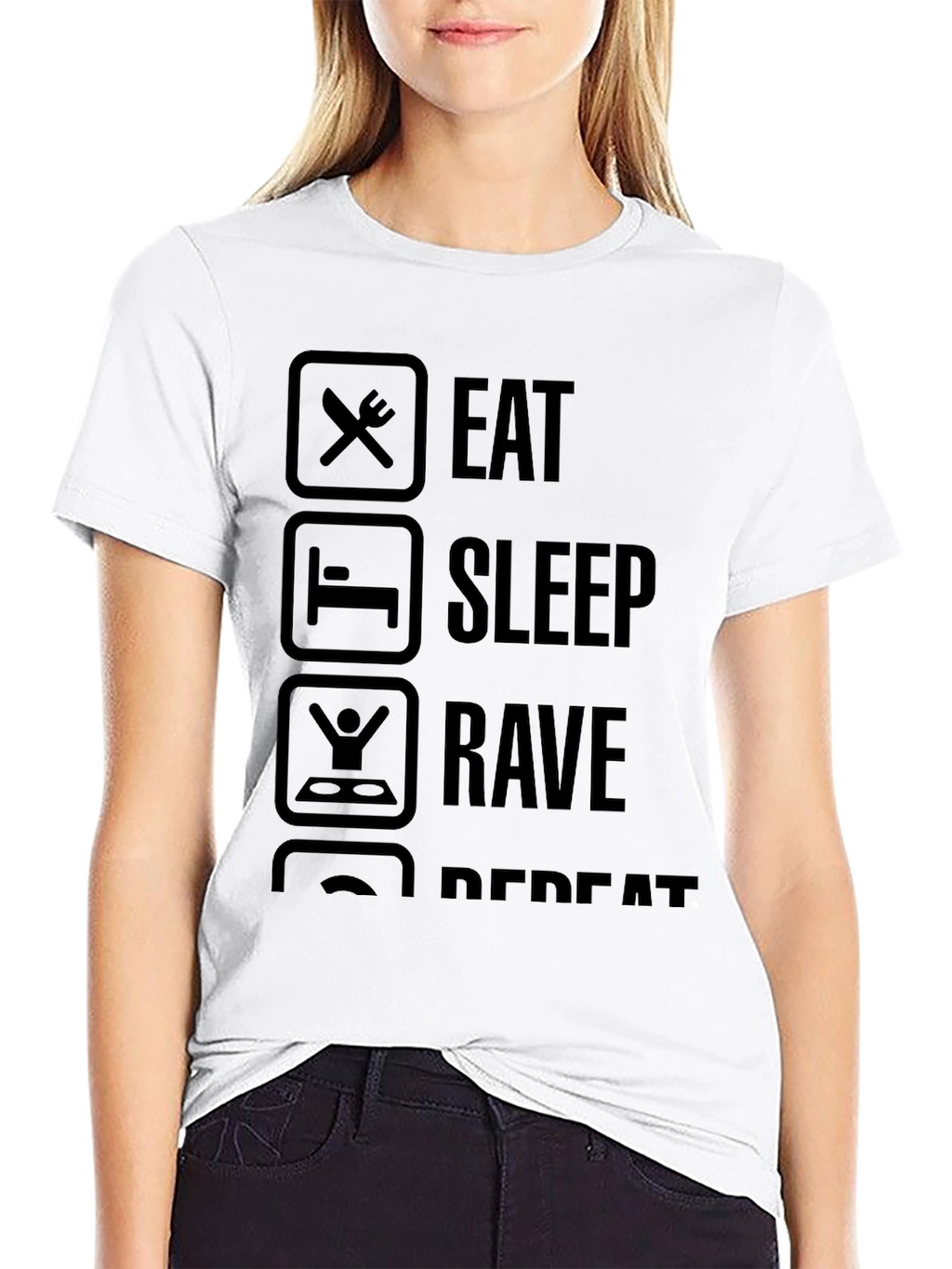 Eat Sleep Rave Repeat Black Graphic Tee