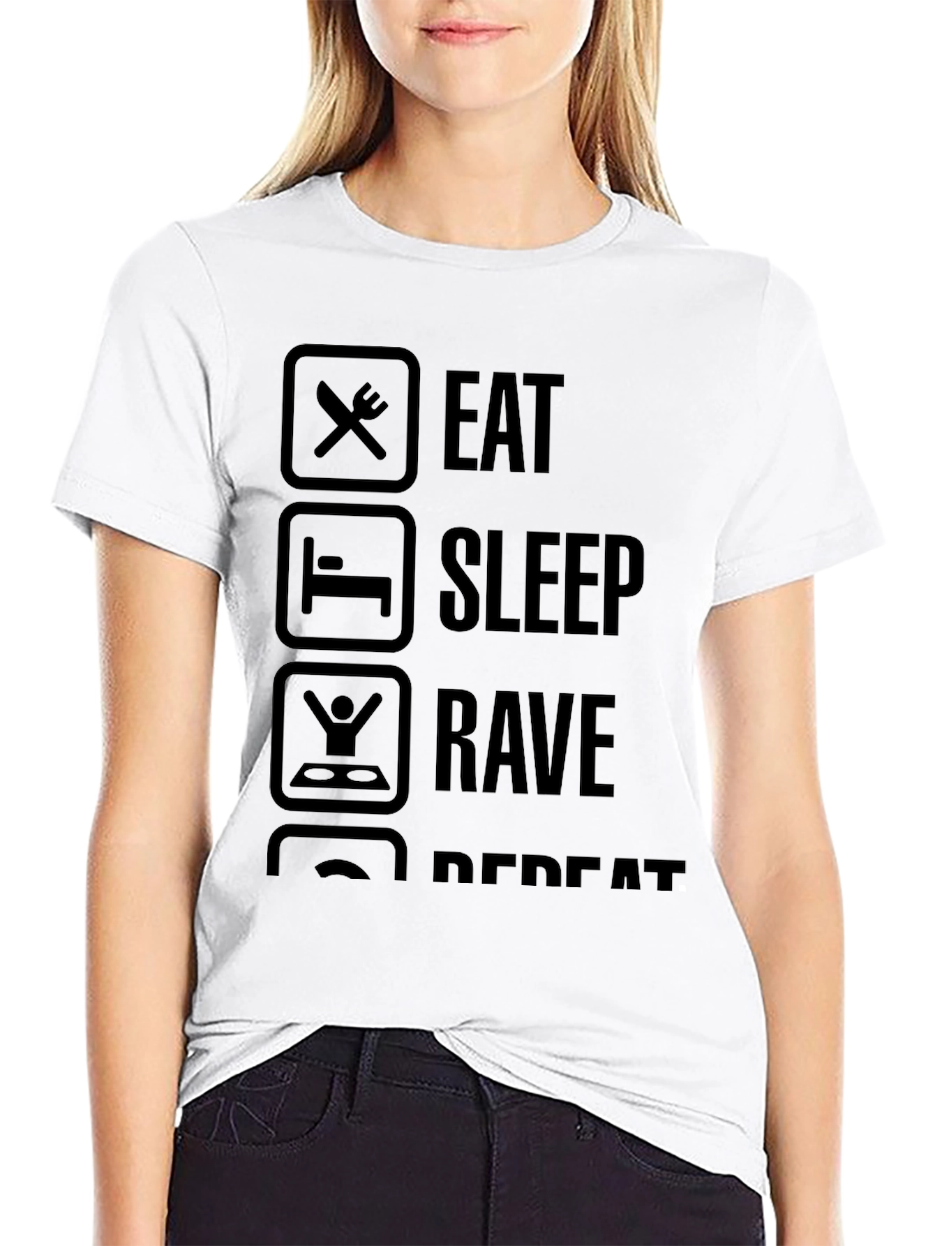 Eat Sleep Rave Repeat Black Graphic Tee