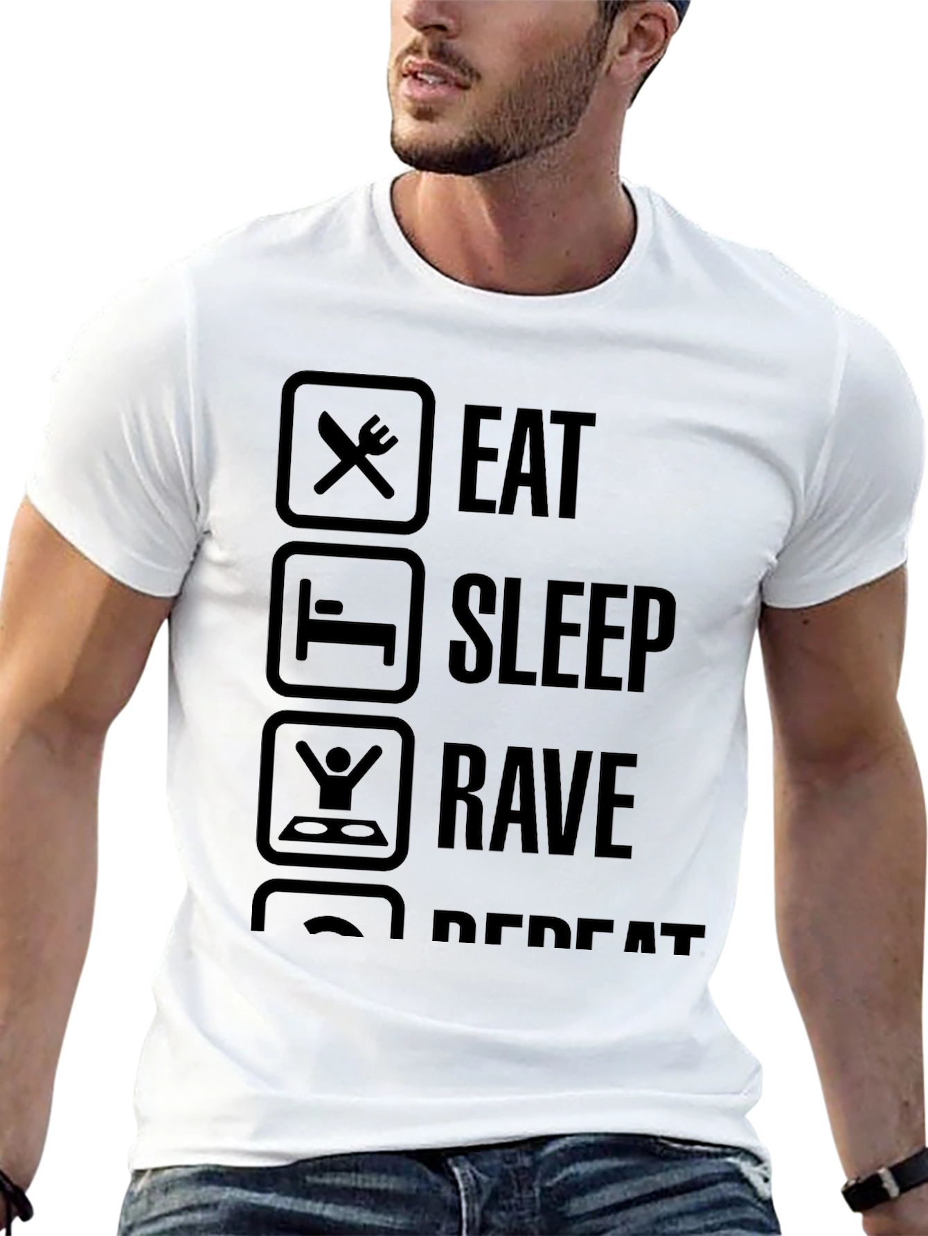 Eat Sleep Rave Repeat Black Graphic Tee