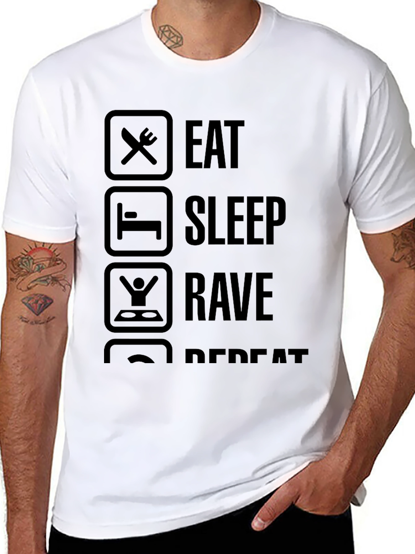 Eat Sleep Rave Repeat Black Graphic Tee