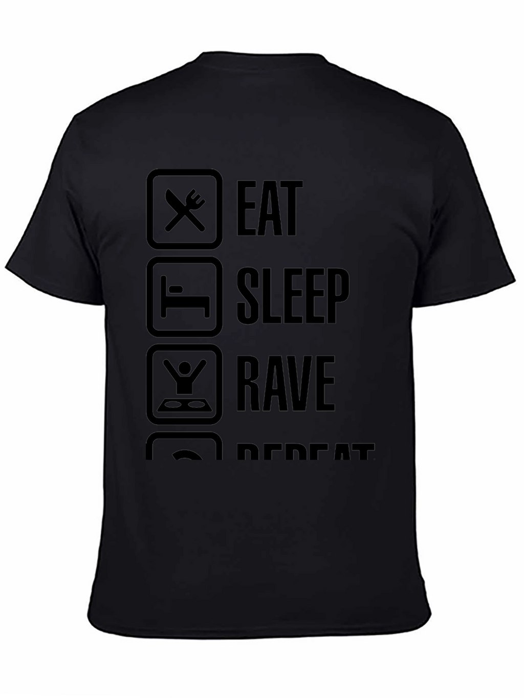 Eat Sleep Rave Repeat Black Graphic Tee