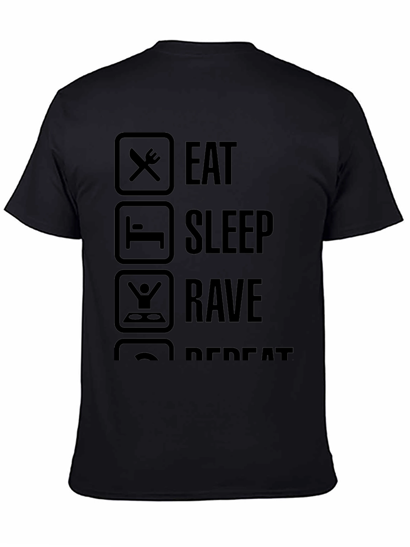 Eat Sleep Rave Repeat Black Graphic Tee