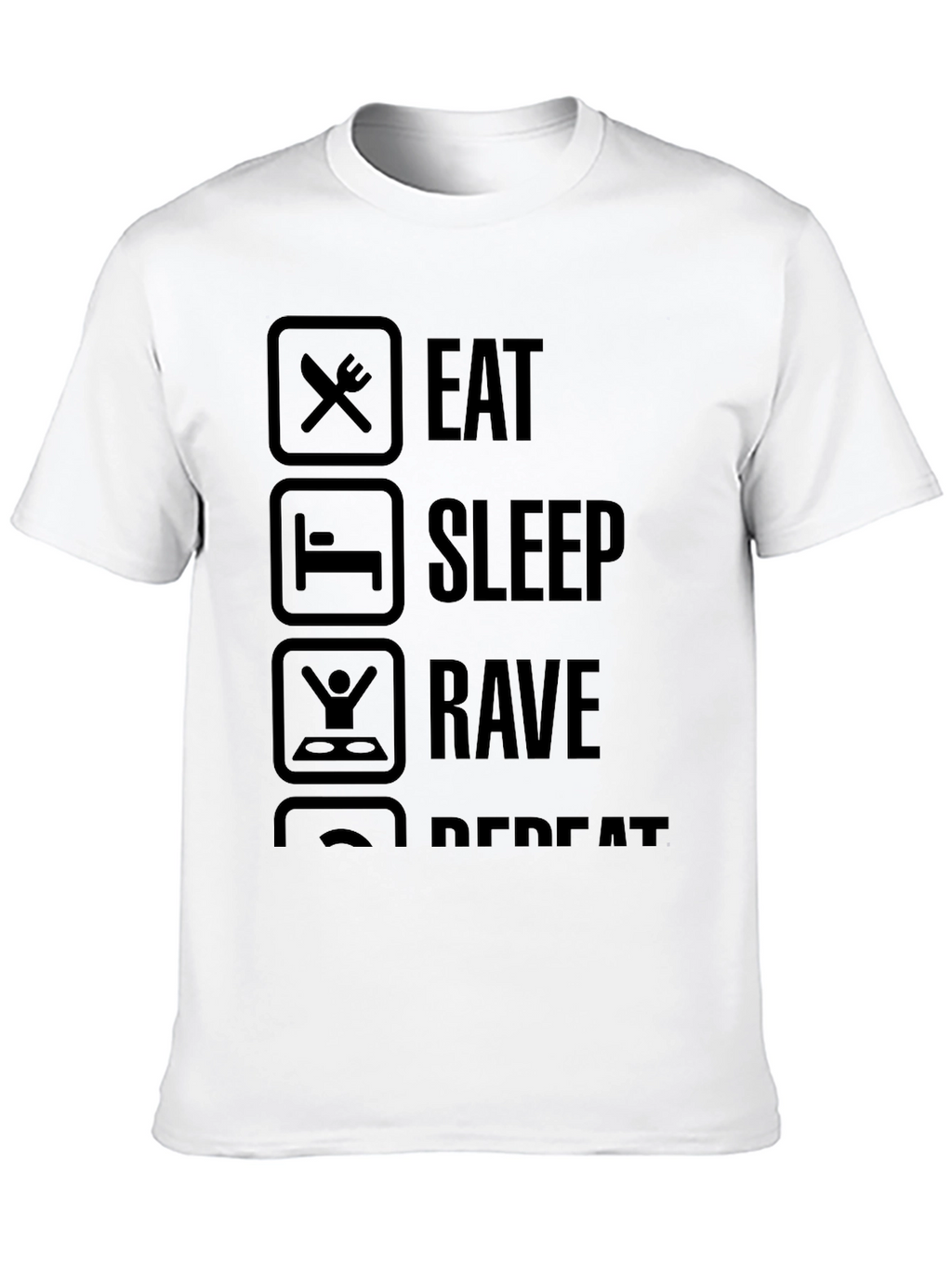 Eat Sleep Rave Repeat Black Graphic Tee