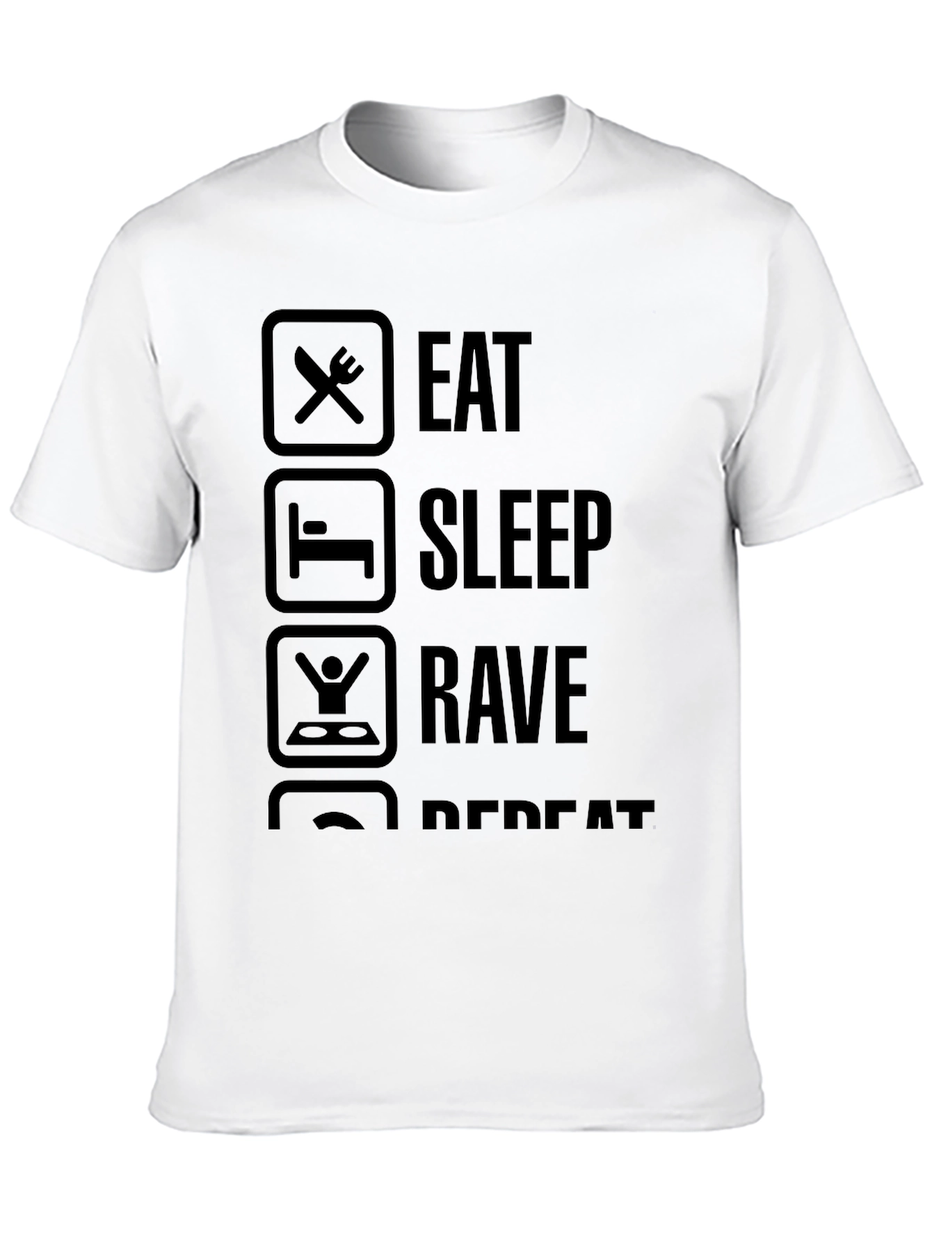 Eat Sleep Rave Repeat Black Graphic Tee