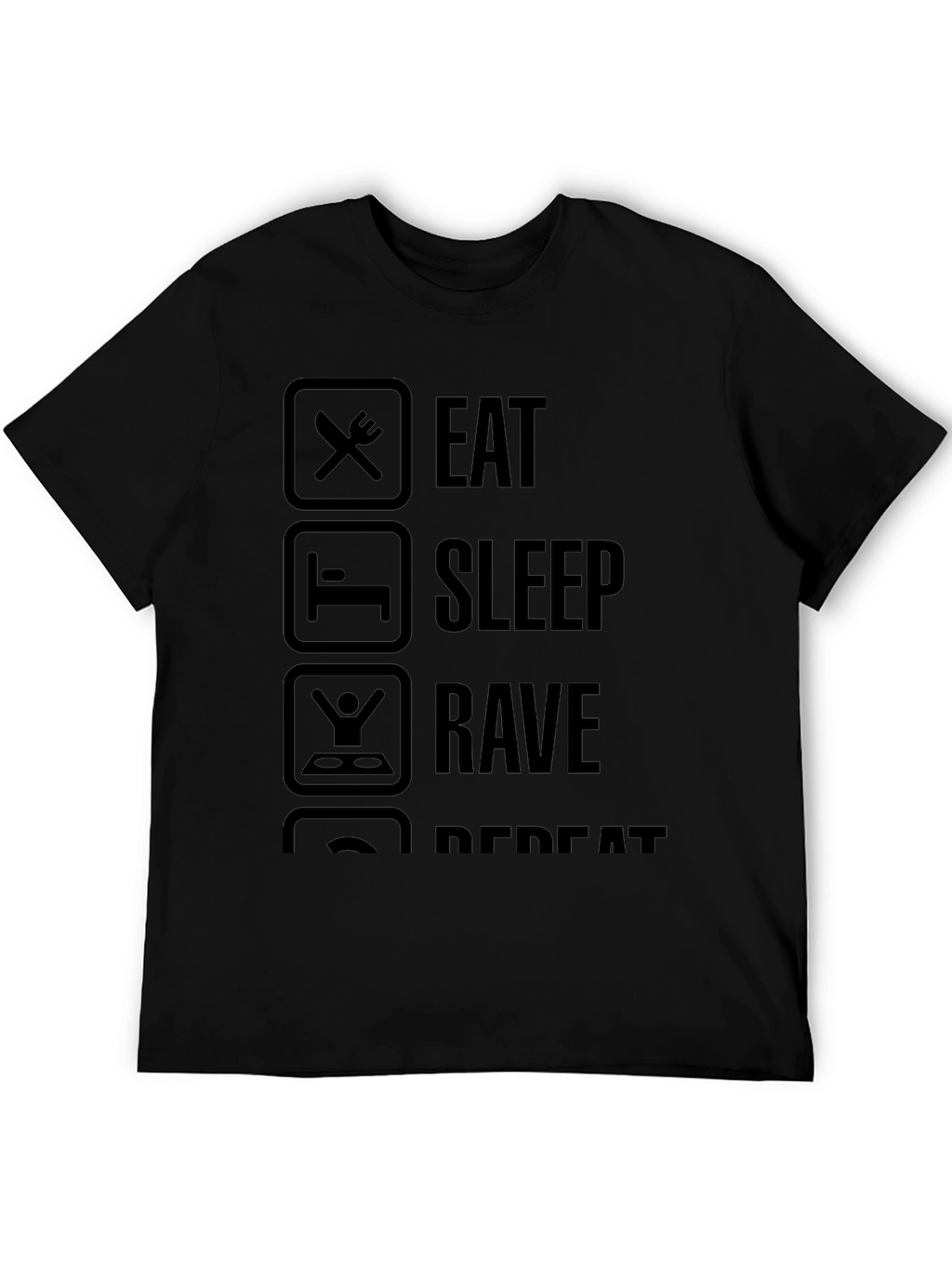 Eat Sleep Rave Repeat Black Graphic Tee