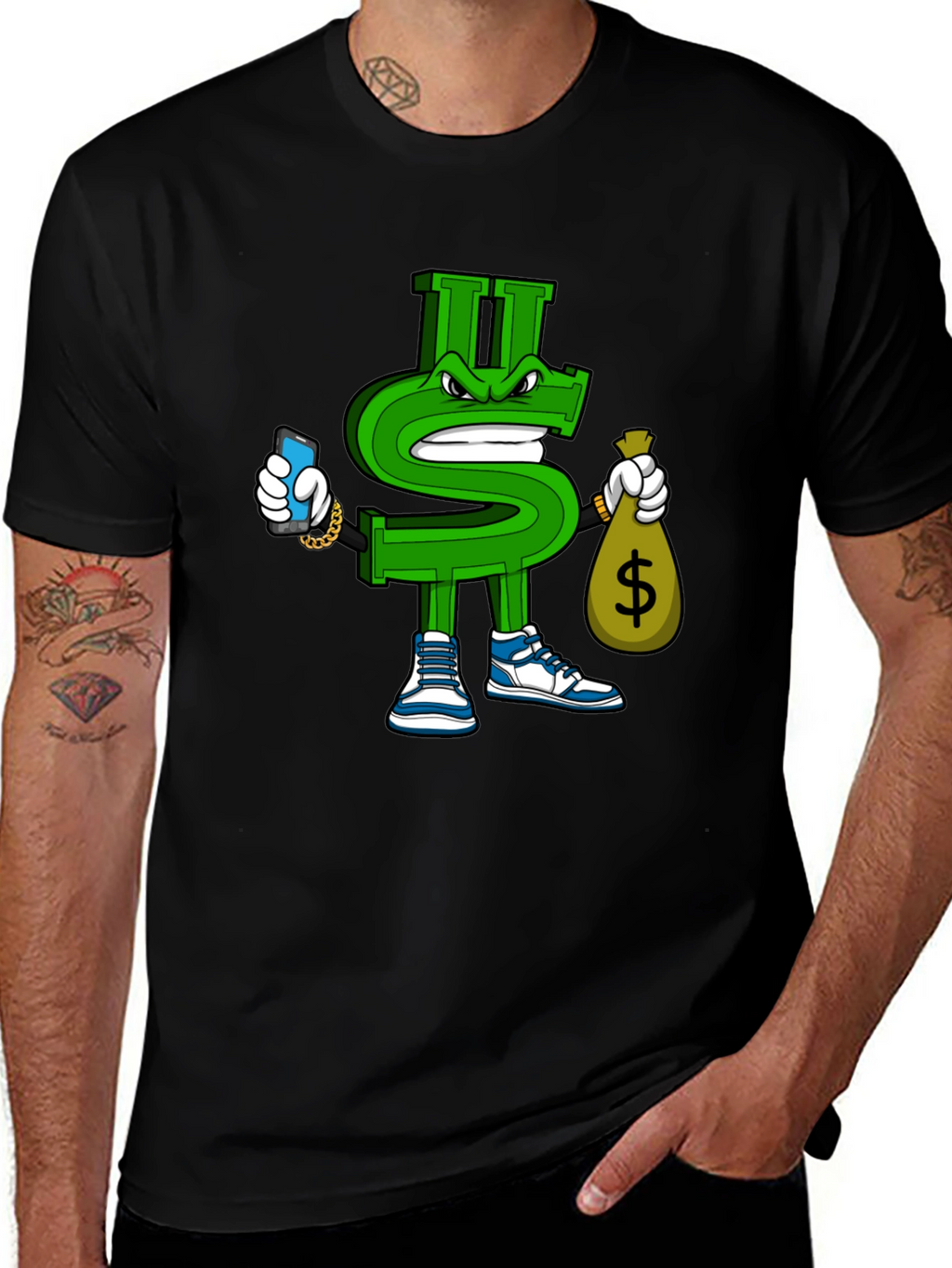 Dollar Sign Graphic T-Shirt - Streetwear Style