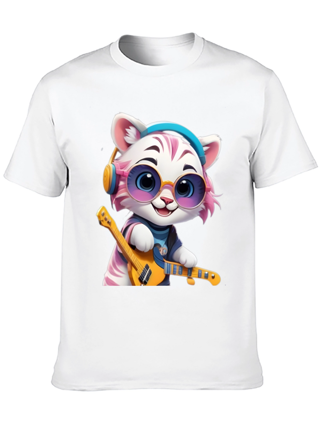 Cool Cat Guitarist Graphic T-Shirt