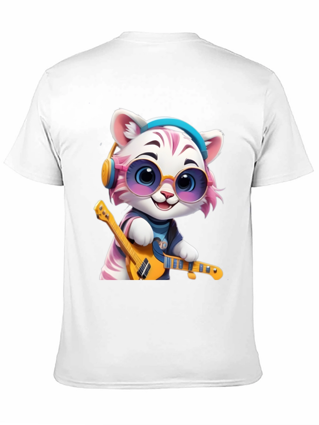 Cool Cat Guitarist Graphic T-Shirt