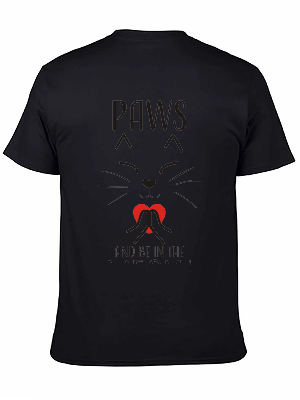 Paws and Love Cat Graphic Tee - Black