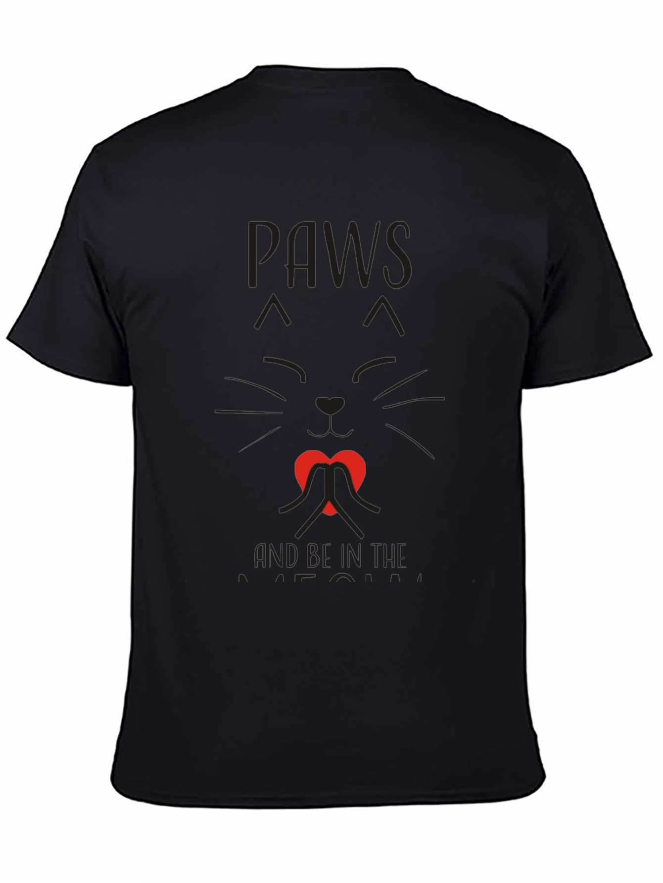 Paws and Love Cat Graphic Tee - Black