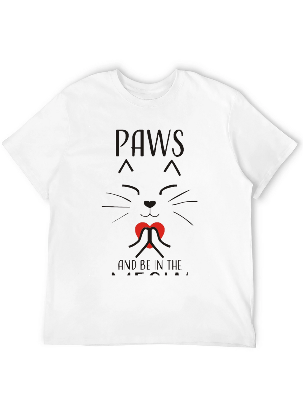Paws and Love Cat Graphic Tee - Black