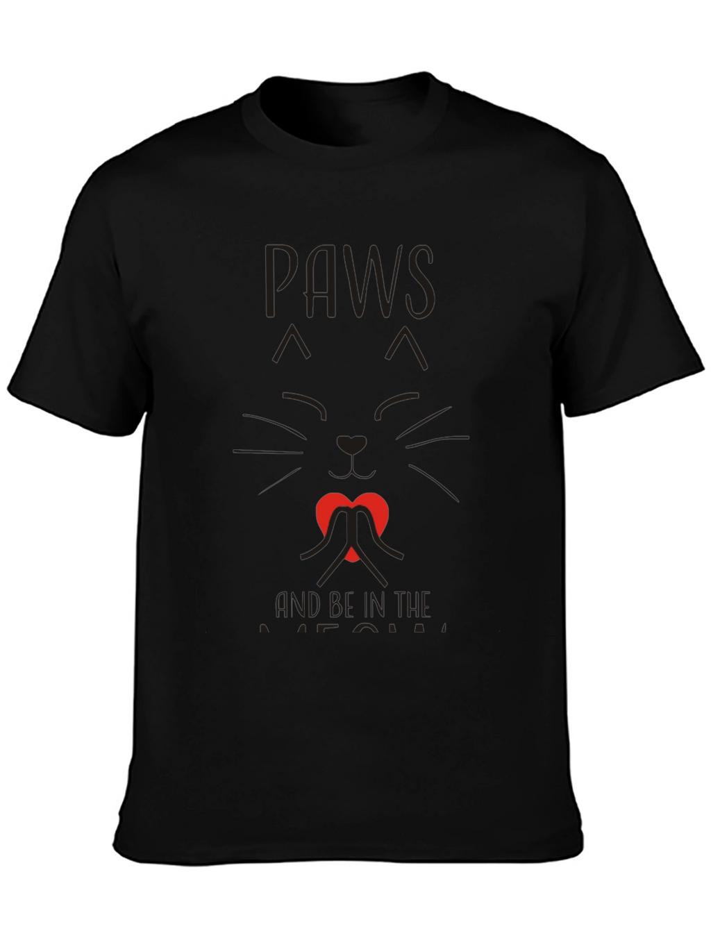 Paws and Love Cat Graphic Tee - Black