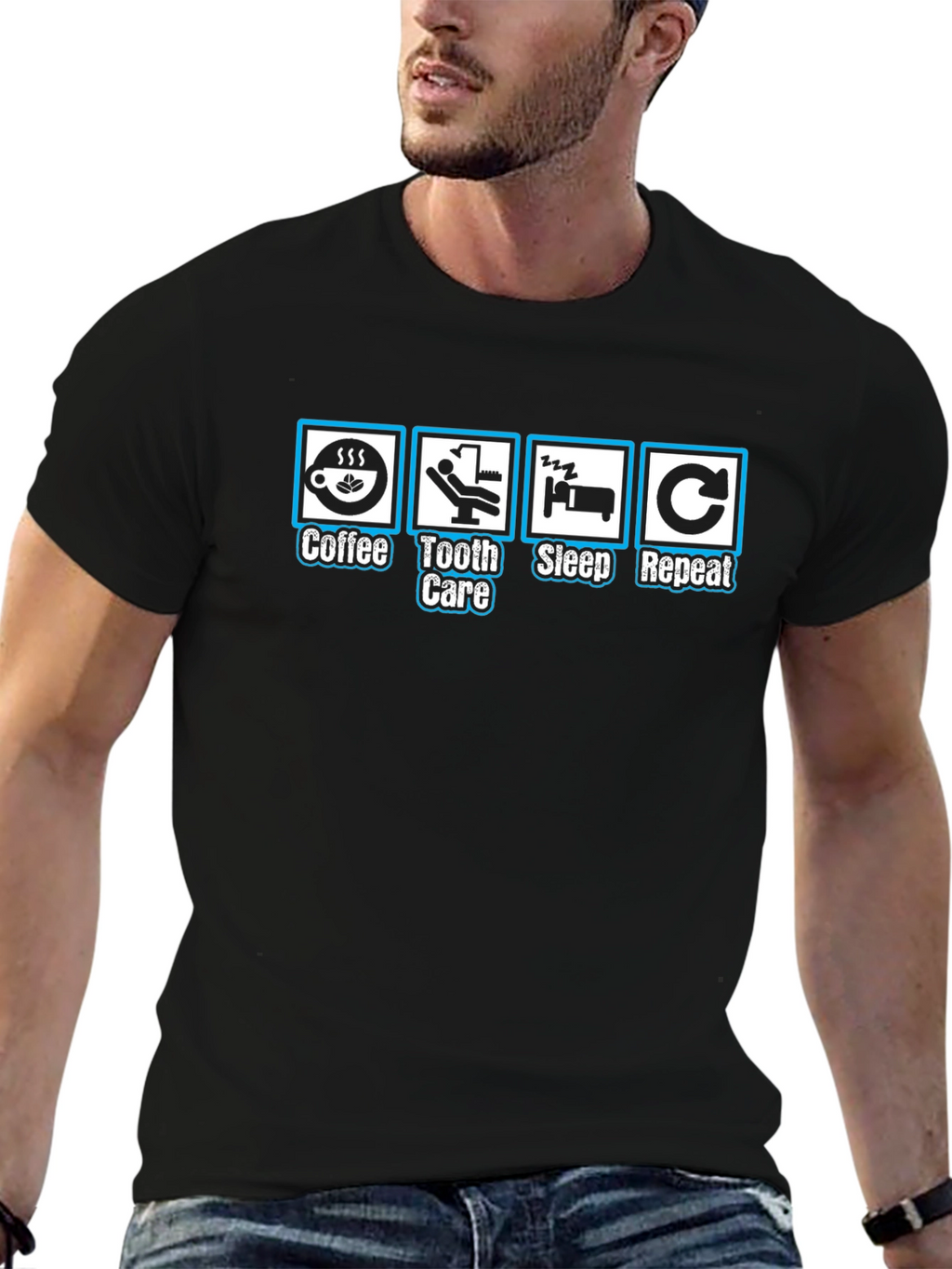 Coffee Tooth Care Sleep Repeat T-Shirt