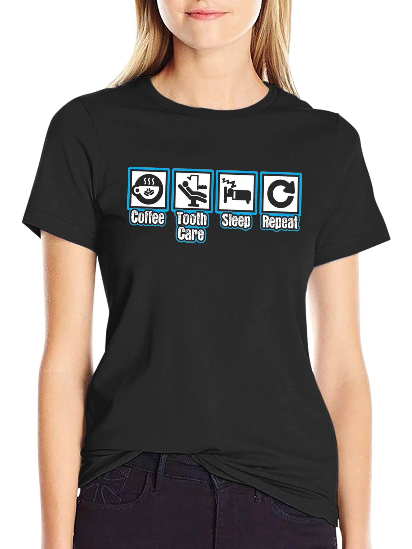 Coffee Tooth Care Sleep Repeat T-Shirt