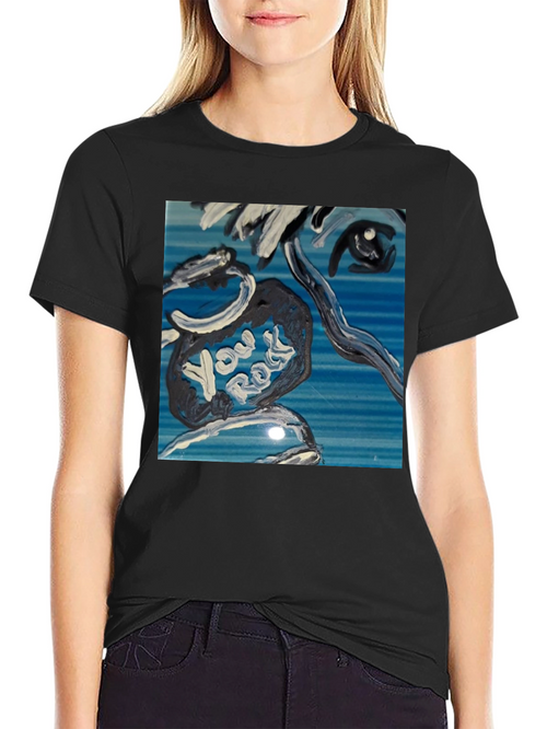 Abstract You Rock Graphic Black T-Shirt