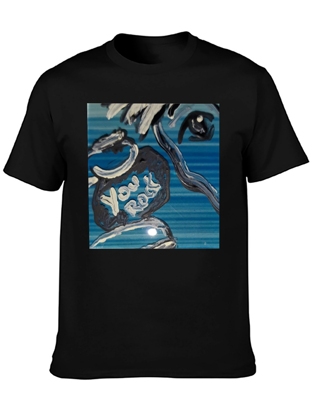 Abstract You Rock Graphic Black T-Shirt