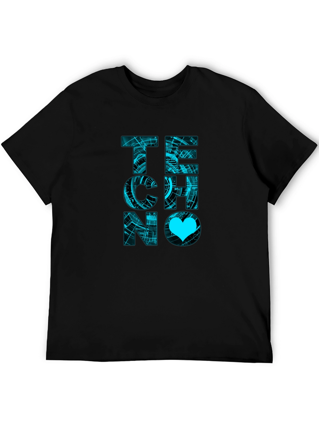 Techno Love Black Graphic T-Shirt