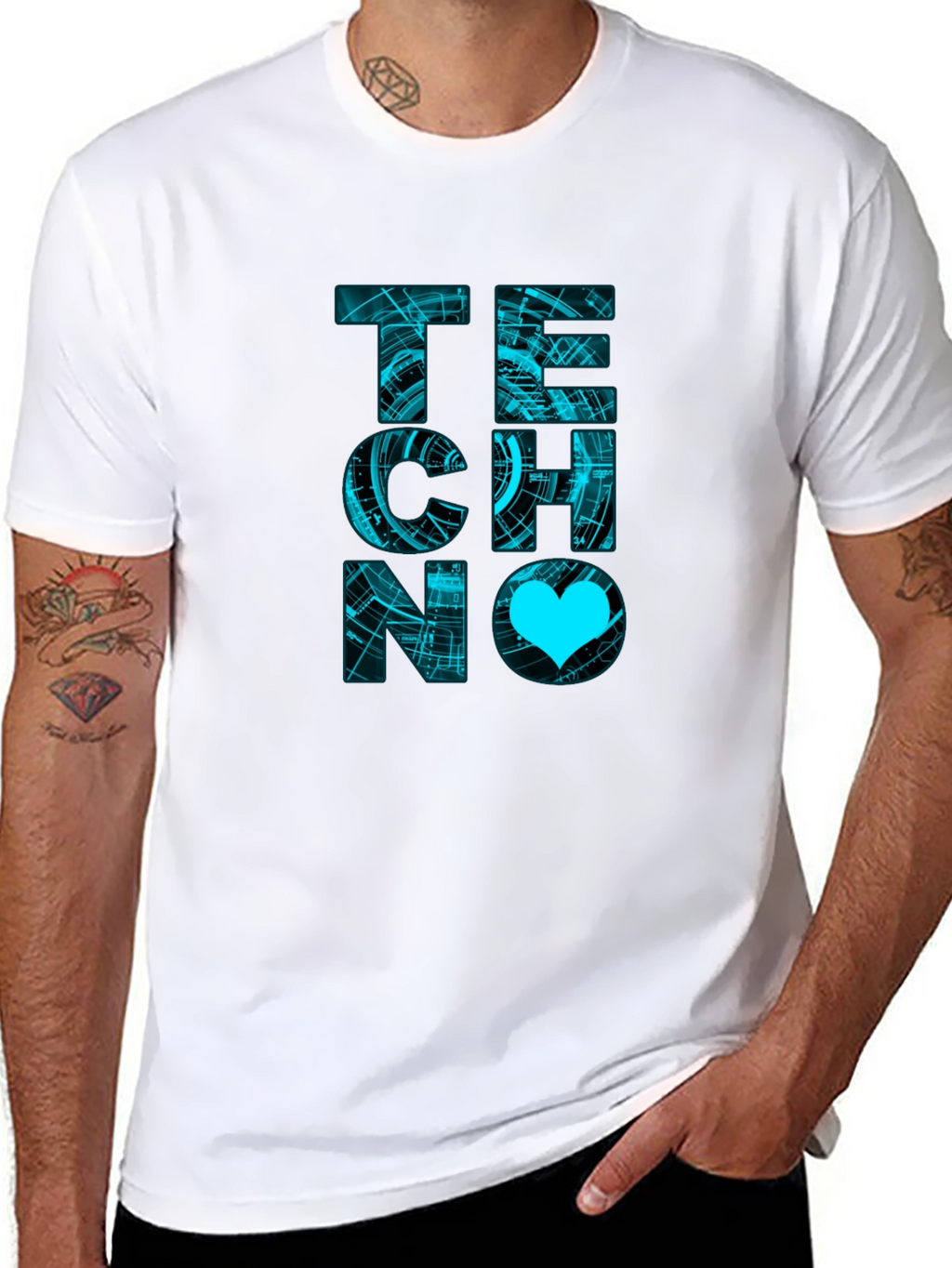 Techno Love Black Graphic T-Shirt