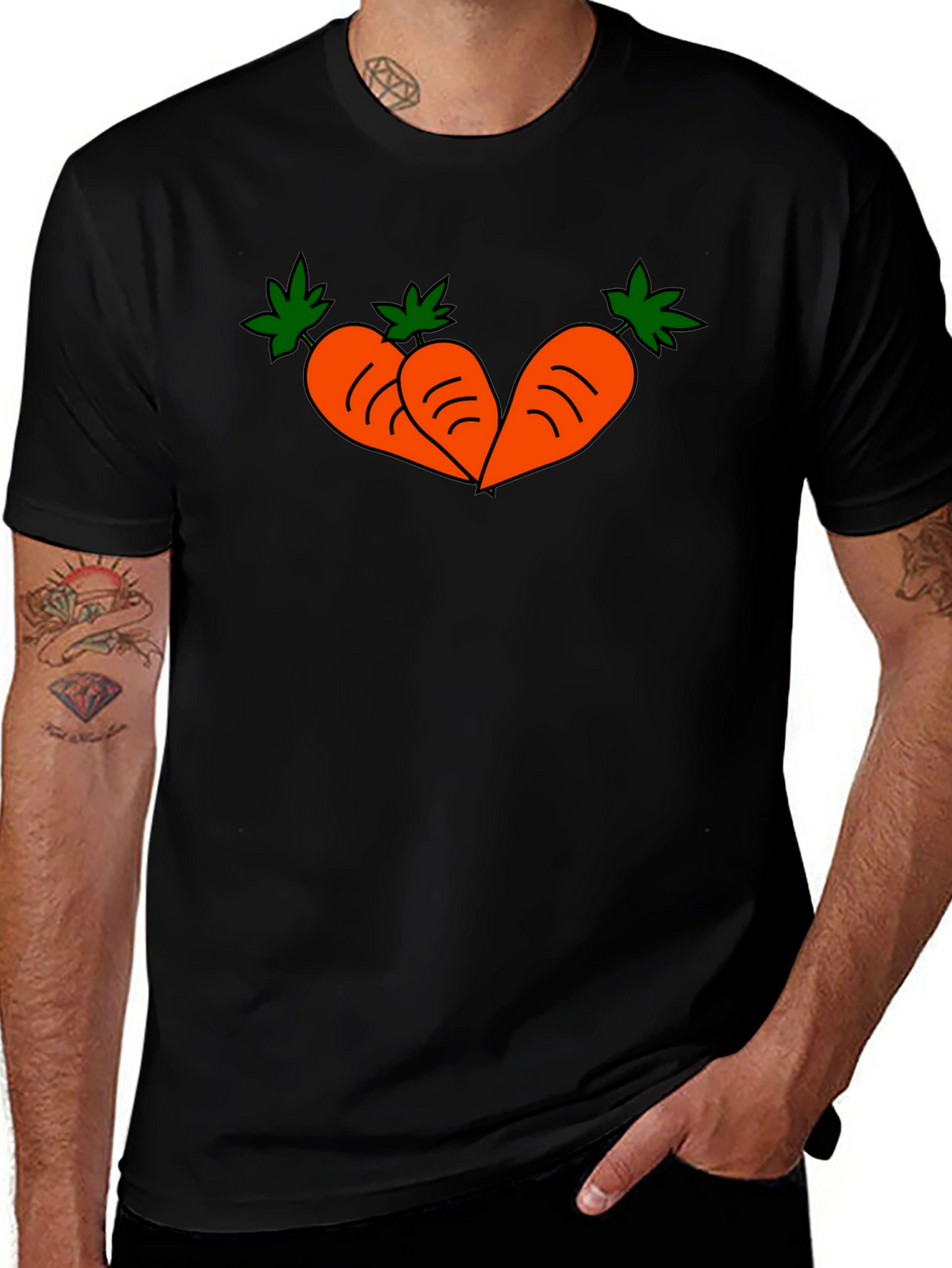 Carrot Trio Graphic T-Shirt - Black