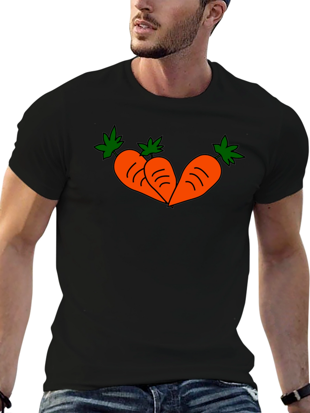 Carrot Trio Graphic T-Shirt - Black