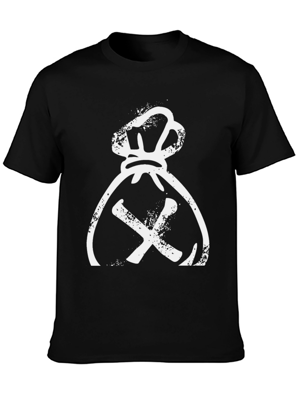 Distressed Money Bag Graphic Tee - Black Cotton T-Shirt
